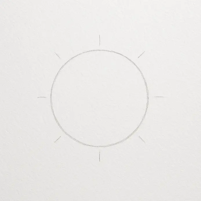 A faint pencil circle in the center of a white page, drawn lightly as a construction guide.
