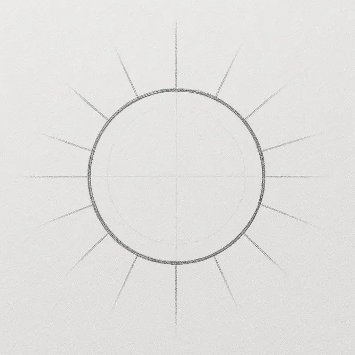 A clean, dark pencil circle drawn over a faint guide circle in the center of the page.