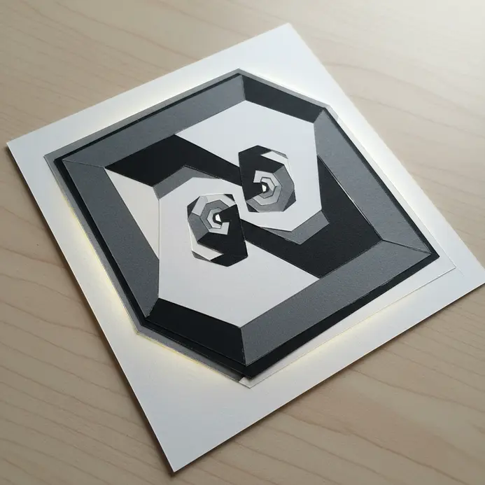 A repeating pattern where black and white geometric silhouettes can be perceived as two different shapes.