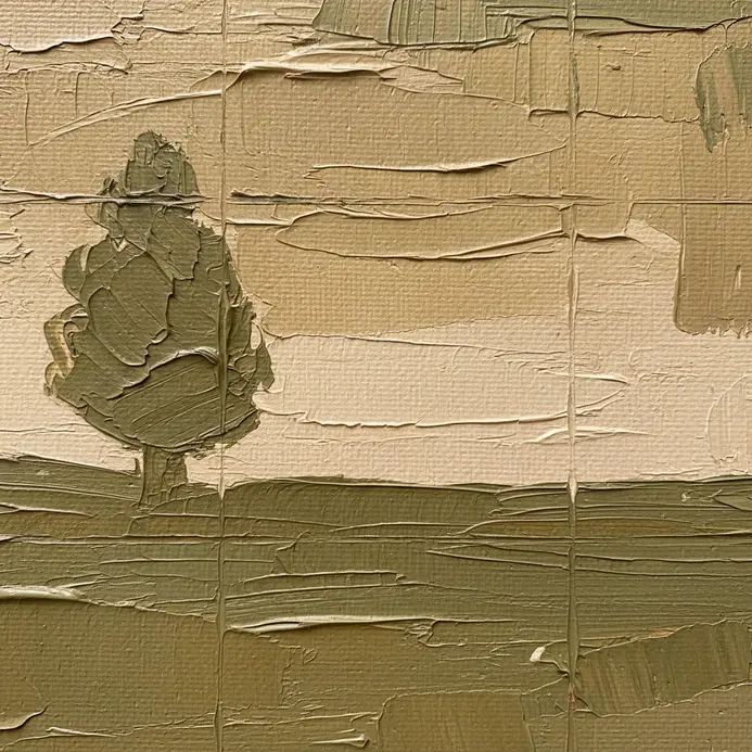 A pencil sketch of a tree and horizon line divided by the rule of thirds grid.