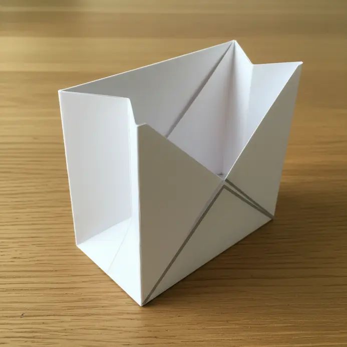 A sleek white cardstock business card holder displaying professional cards on a modern desk.