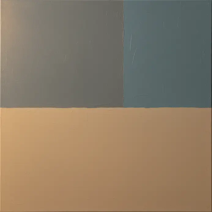 A painter's canvas is set against a matte mid-grey backdrop to provide a neutral viewing field.
