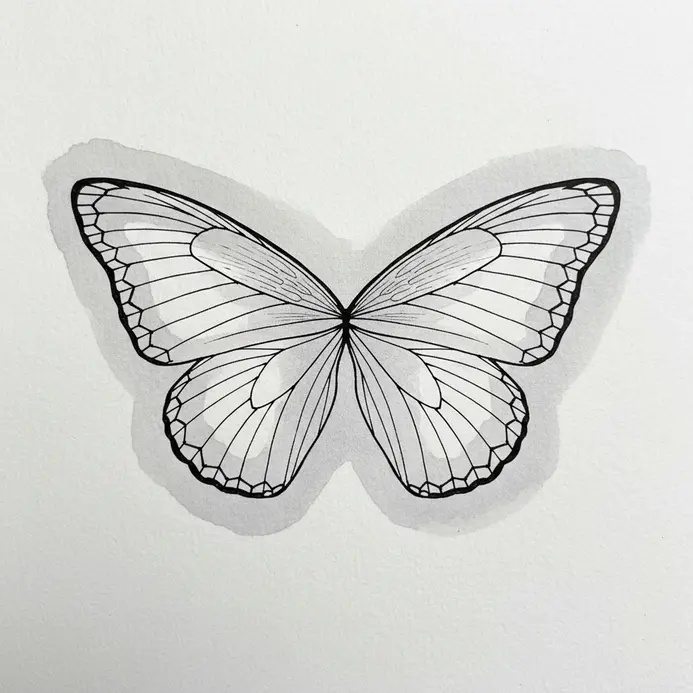 One detailed butterfly wing with symmetrical cell patterns and a delicate, lace-like outline.
