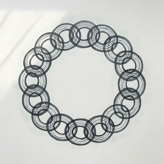 A horizontal band pattern created by a chain of circles that link together in a repeating sequence.