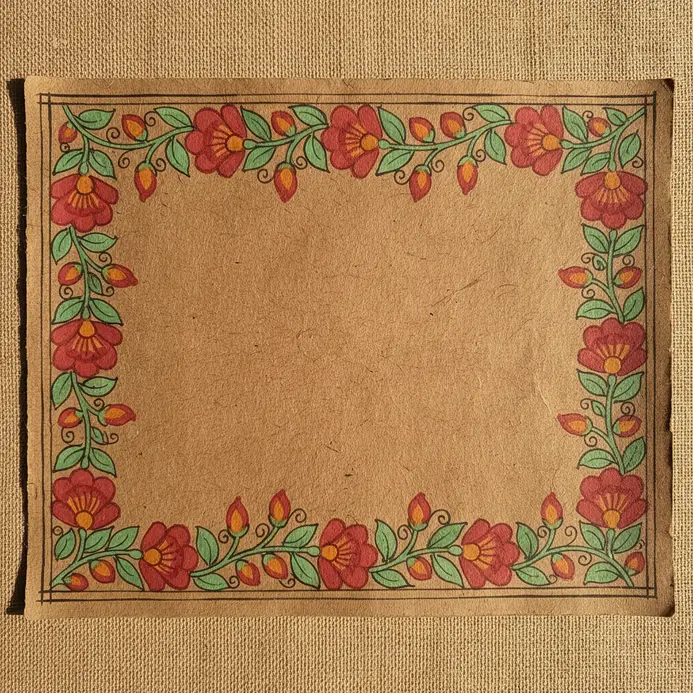 A decorative border where full blooms and closed buds alternate in a repeating sequence.