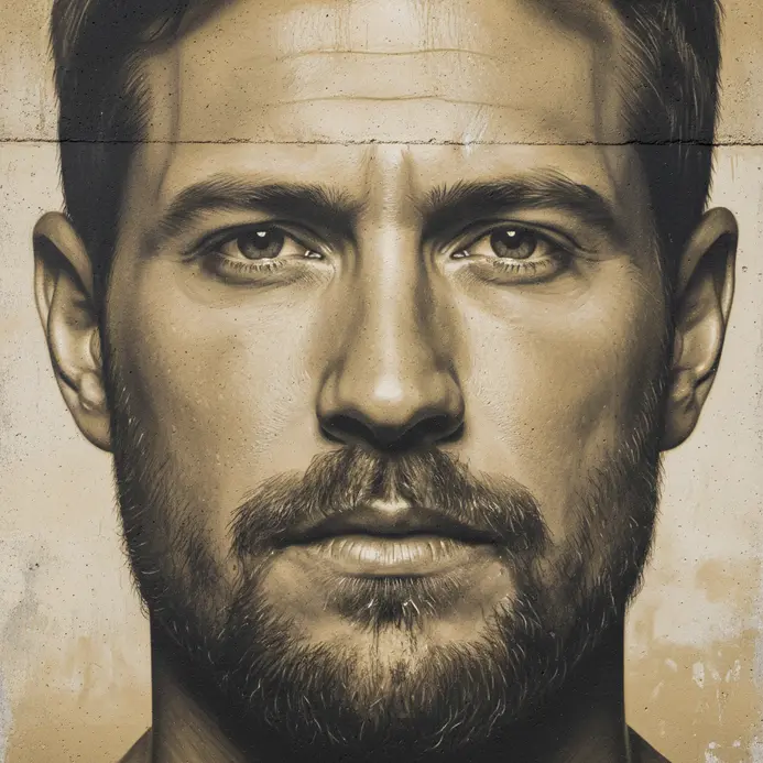 A large, detailed portrait painted with spray paint on a concrete wall.