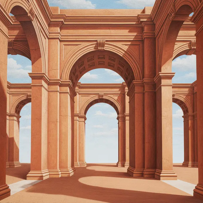 A painted mural that creates a three-dimensional illusion on a flat wall.