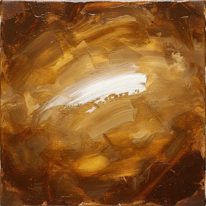 A brush applying a thin, transparent wash of color over a dried painting layer.