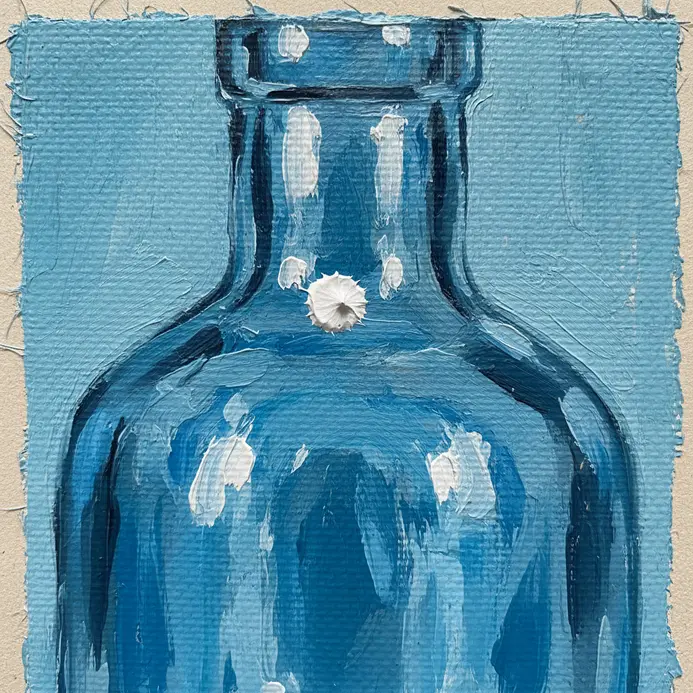 A small, sharp dab of near-white paint representing the brightest point of reflection.