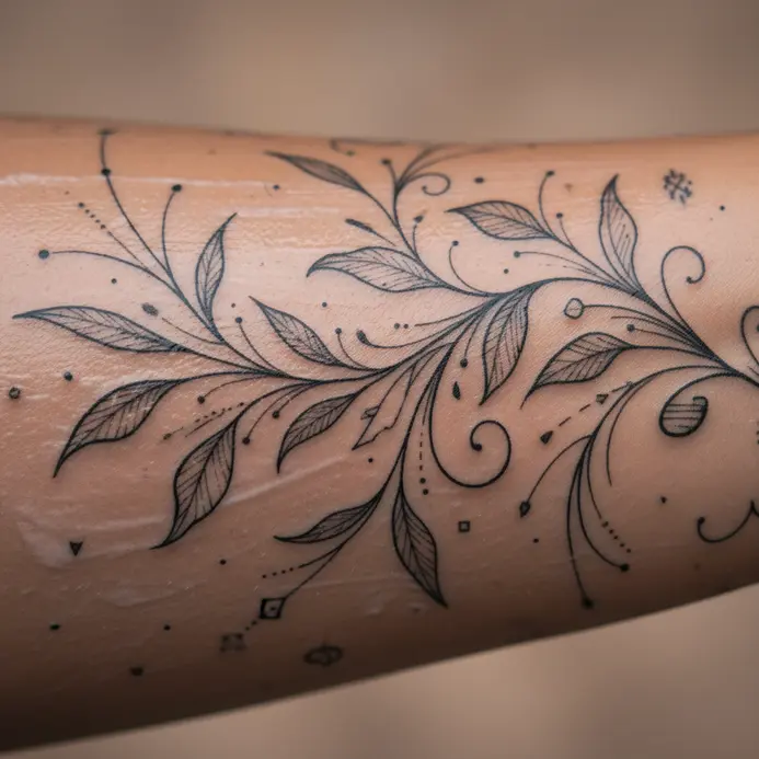 A person gently massages a fragrance-free lotion into the smooth skin of their inner forearm.