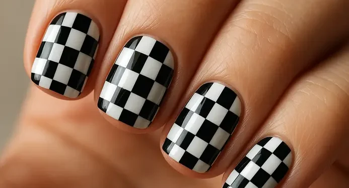 Checkered Nail Art