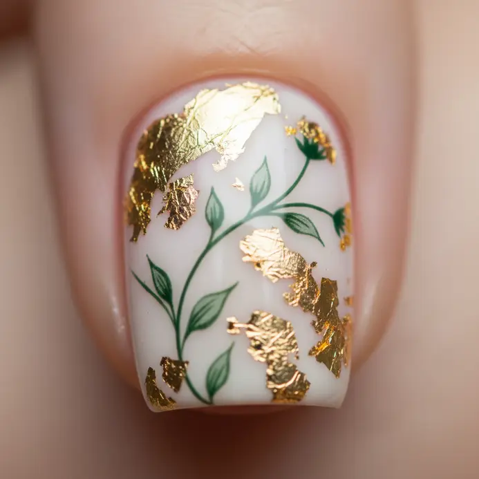 Simple wildflower stems with gold leaf foil pressed onto the design for a metallic accent.