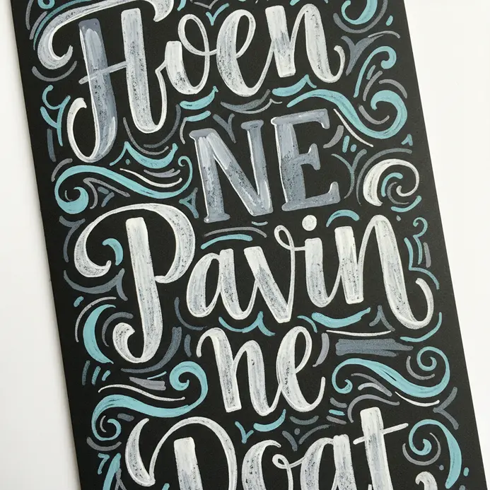 A black cardstock card with a message handwritten in white or colored marker, mimicking chalk on a chalkboard.