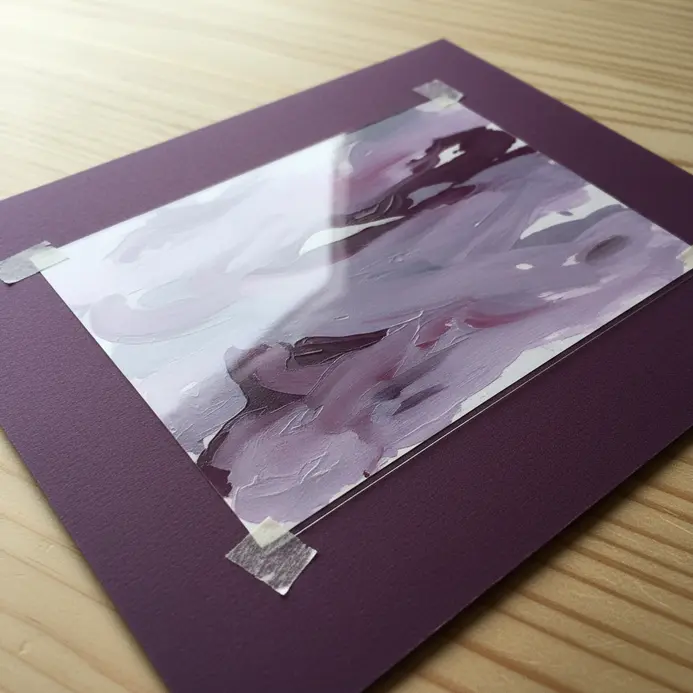 A greeting card where a clear acetate sheet is attached over the front, framing or overlaying the main paper design beneath.