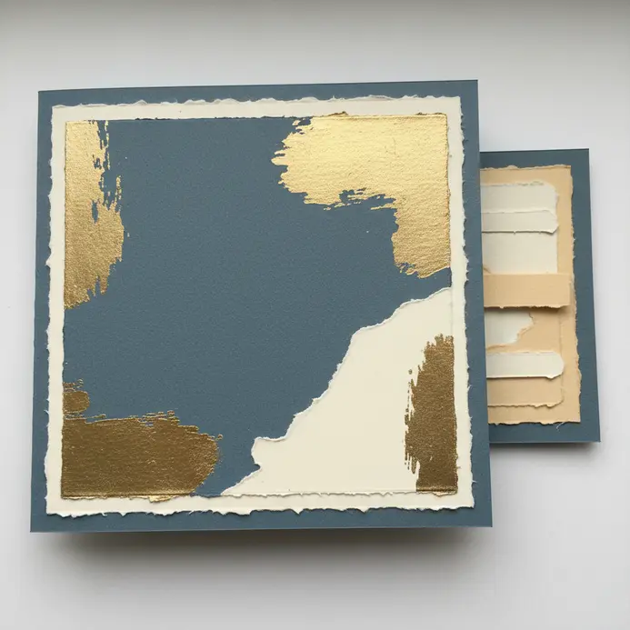 A greeting card with a visible paper tab that, when pulled, slides to reveal a hidden message or image inside.