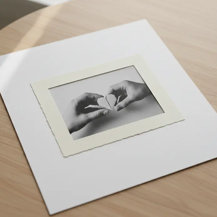 A clean scrapbook page with one large photograph centered on a white background and a short caption below.