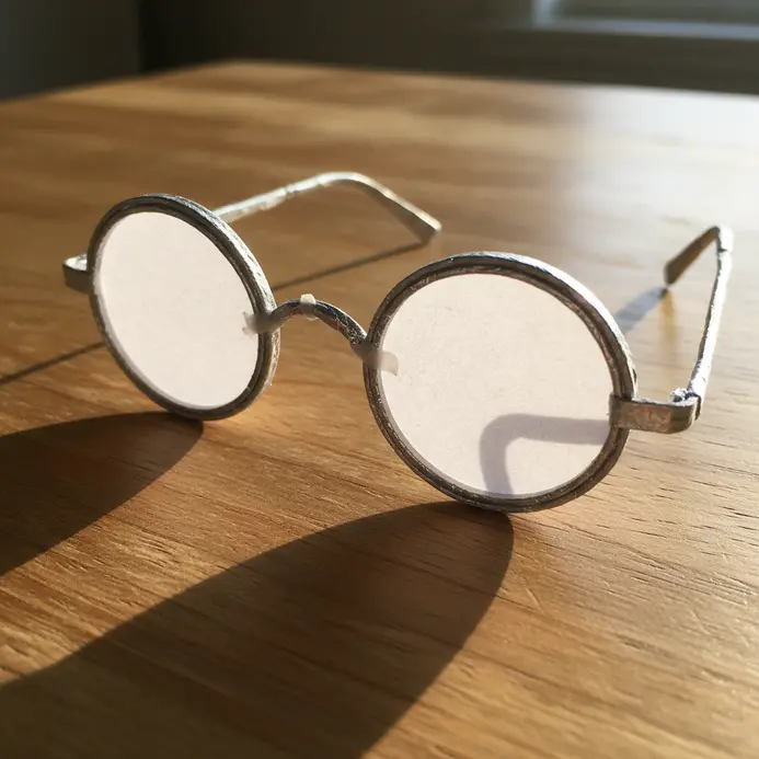 Simple round-framed paper glasses with a double-line design to resemble wire.