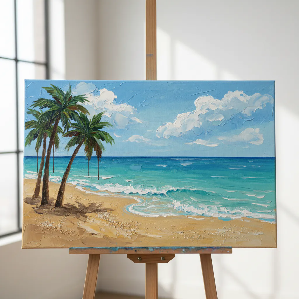 Easy acrylic beach painting for beginners 18
