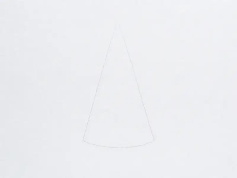A blank sheet of paper with a lightly drawn, rough cone shape in the center.