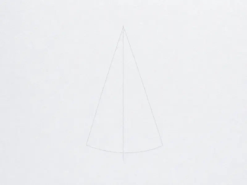 The conical guide shape with a straight vertical line drawn down its middle.
