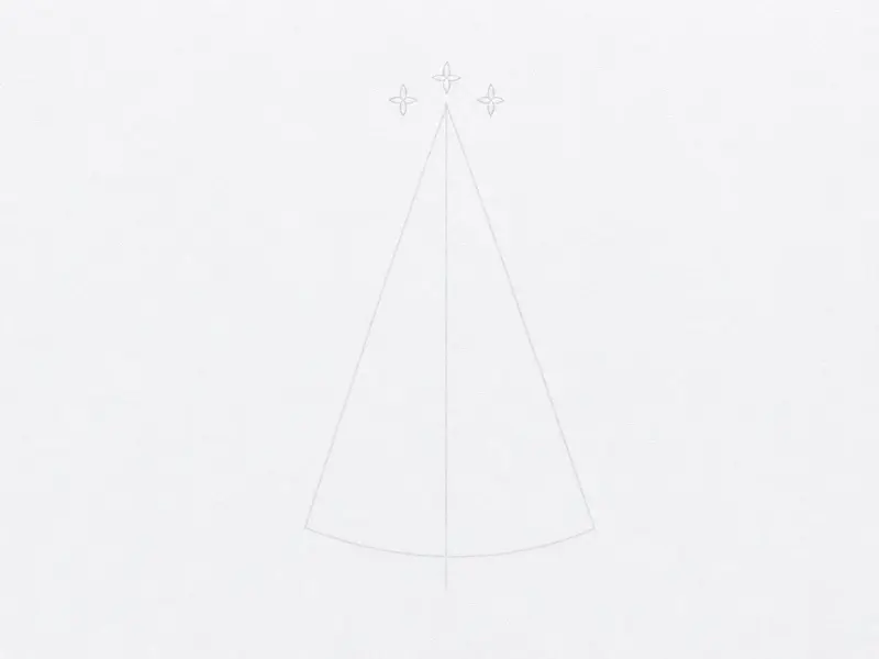 The conical guide shape and stem with several tiny, simple cross or star shapes drawn at the top of the cone.