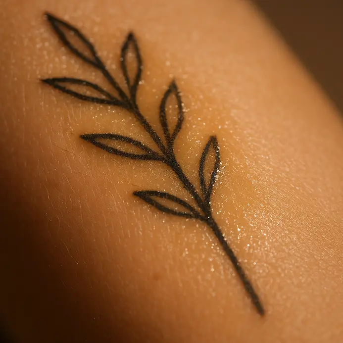 A fingertip with a tiny amount of clear tattoo aftercare ointment, ready to be applied.