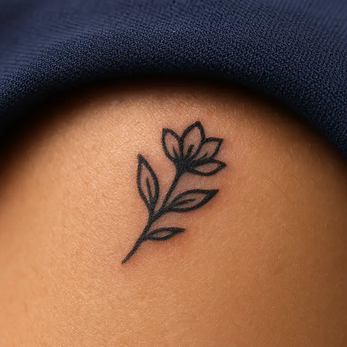 A forearm with a new tattoo being shielded from the sun under a long sleeve.