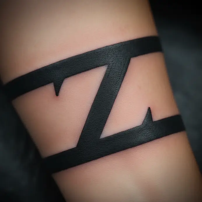 A solid black band on a finger reveals a Z shape through untouched skin.