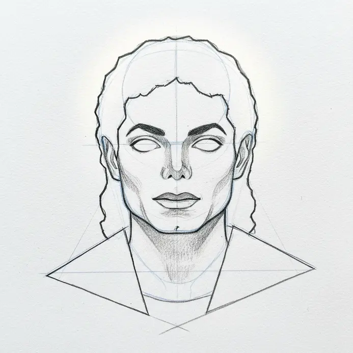 A beginner-friendly bust portrait built from basic geometric shapes to map out the head and shoulders.