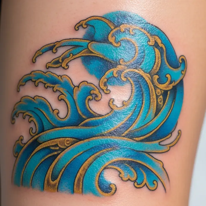 A completely healed tattoo with bright colors and smooth, hydrated skin texture.