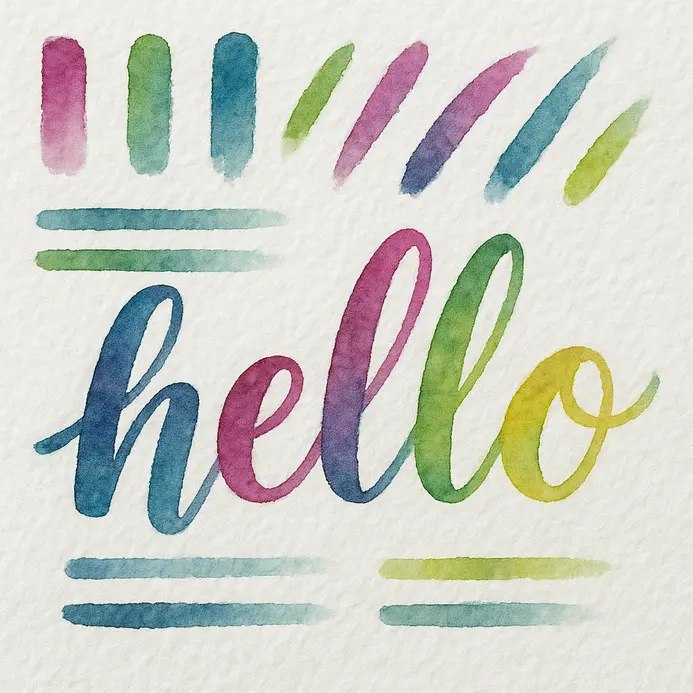 A hand uses a pencil to draw faint, wavy guidelines for watercolor lettering.