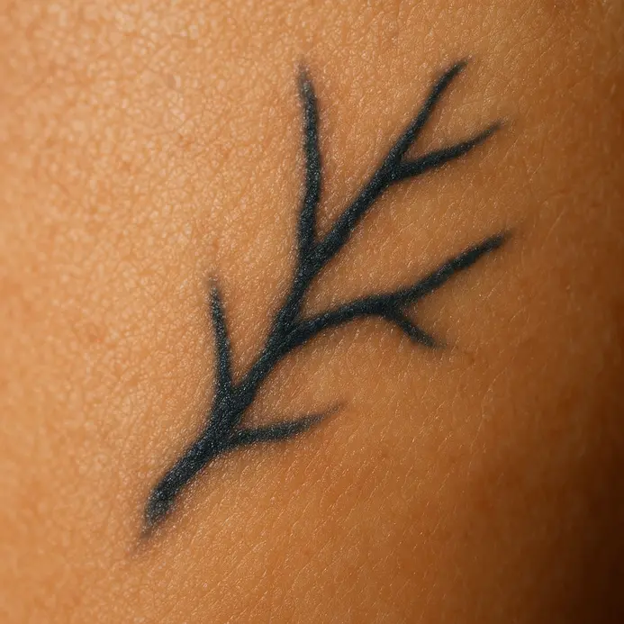 A person takes a slow, deliberate breath while sitting in a tattoo chair.