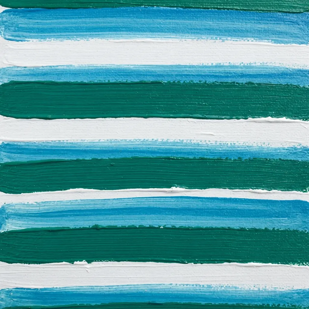 Acrylic Painting Techniques for Beginners shown in parallel blue and green flat brush marks on canvas.