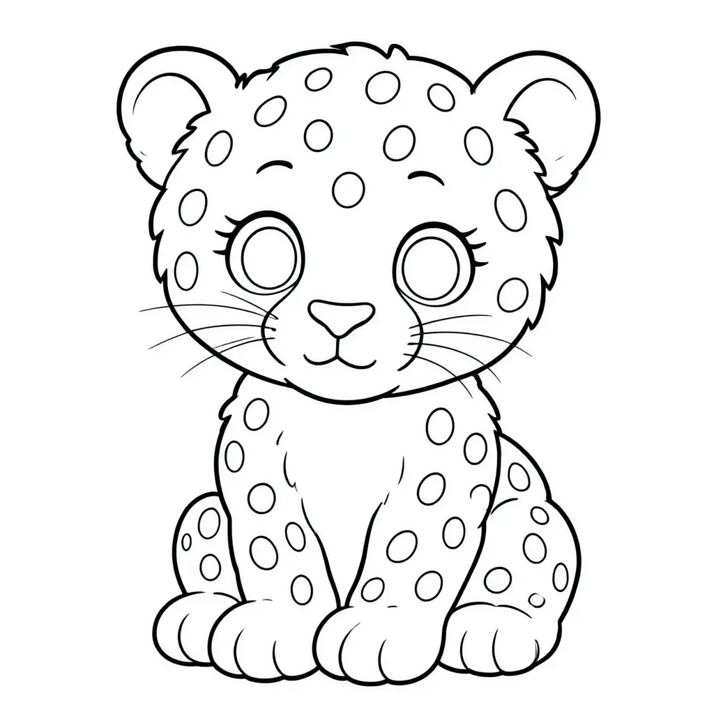 An adorable baby cheetah cub coloring page, perfect for young children.