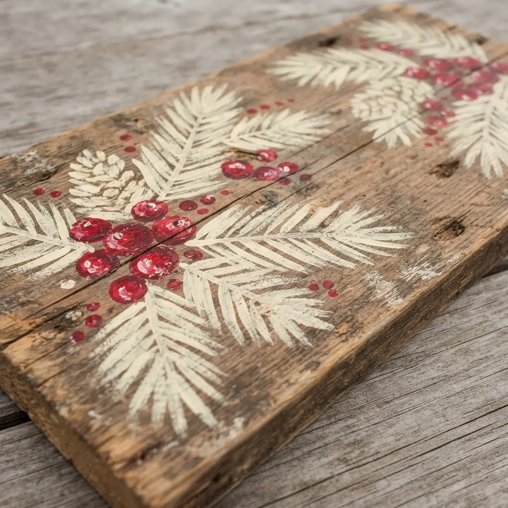 Easy Handmade Christmas Gift Ideas showing a rustic wooden holiday sign with white lettering, red trim, and jute hanger.