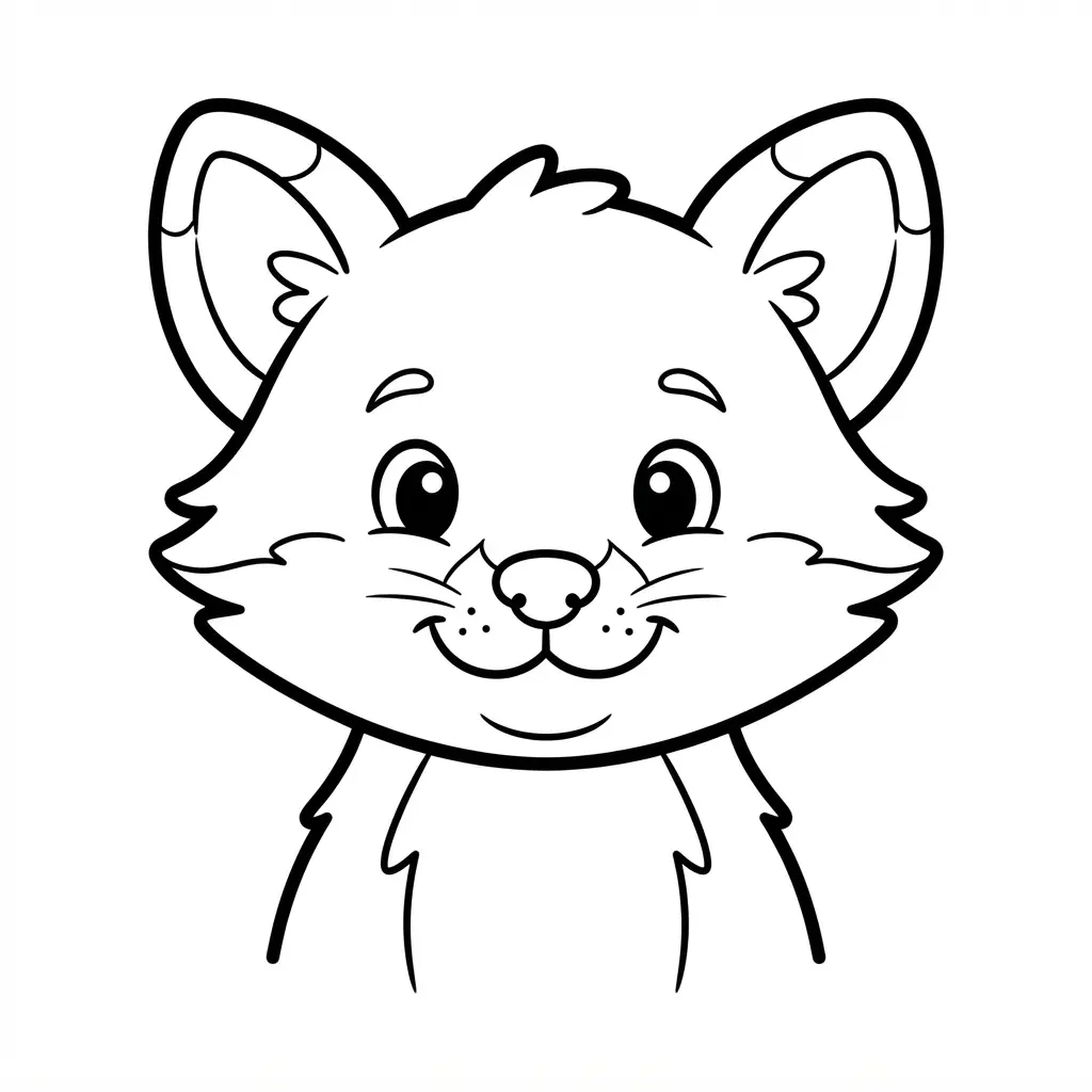 Fox coloring pages showing a cute chibi fox cartoon in thick black lines with rounded woodland details.