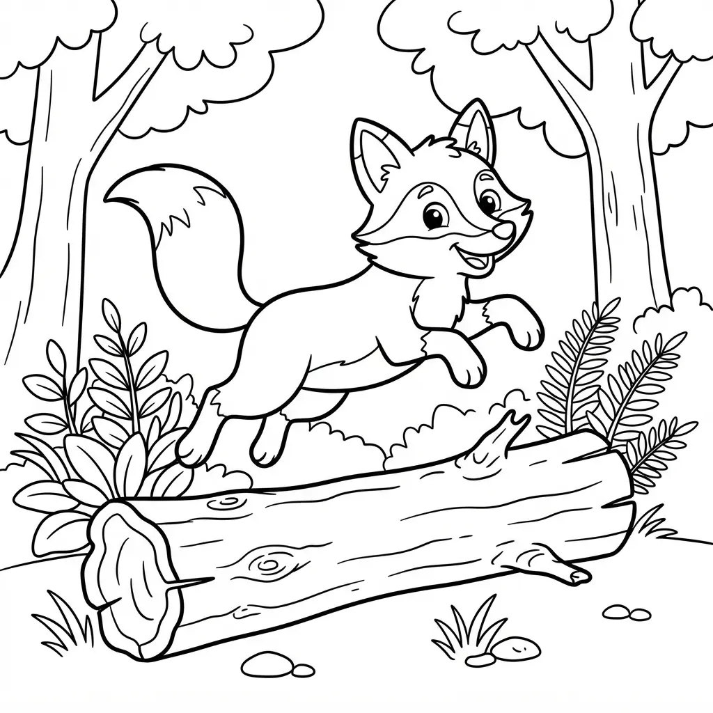 A fox wearing a garland of oak and maple leaves beside a small pile of autumn foliage.
