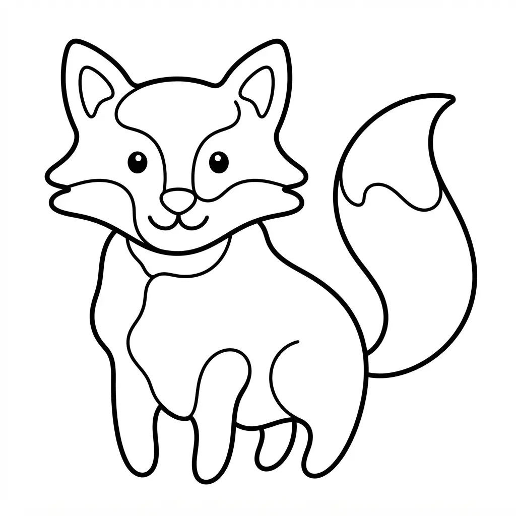 Abstract fox head built from triangles, straight lines, and clean angular sections on a plain page.