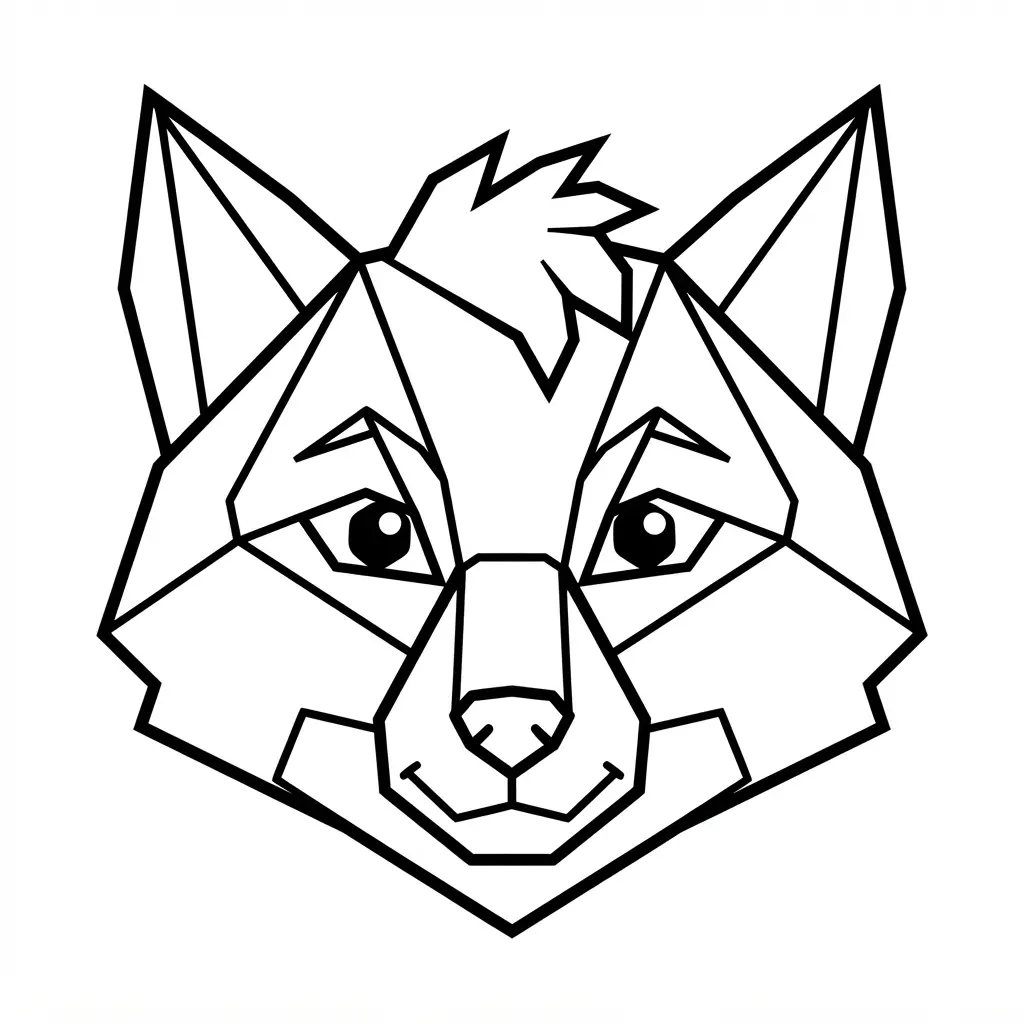 An abstract fox formed from black ink blot shapes, curved edges, white spaces, and loose marks.