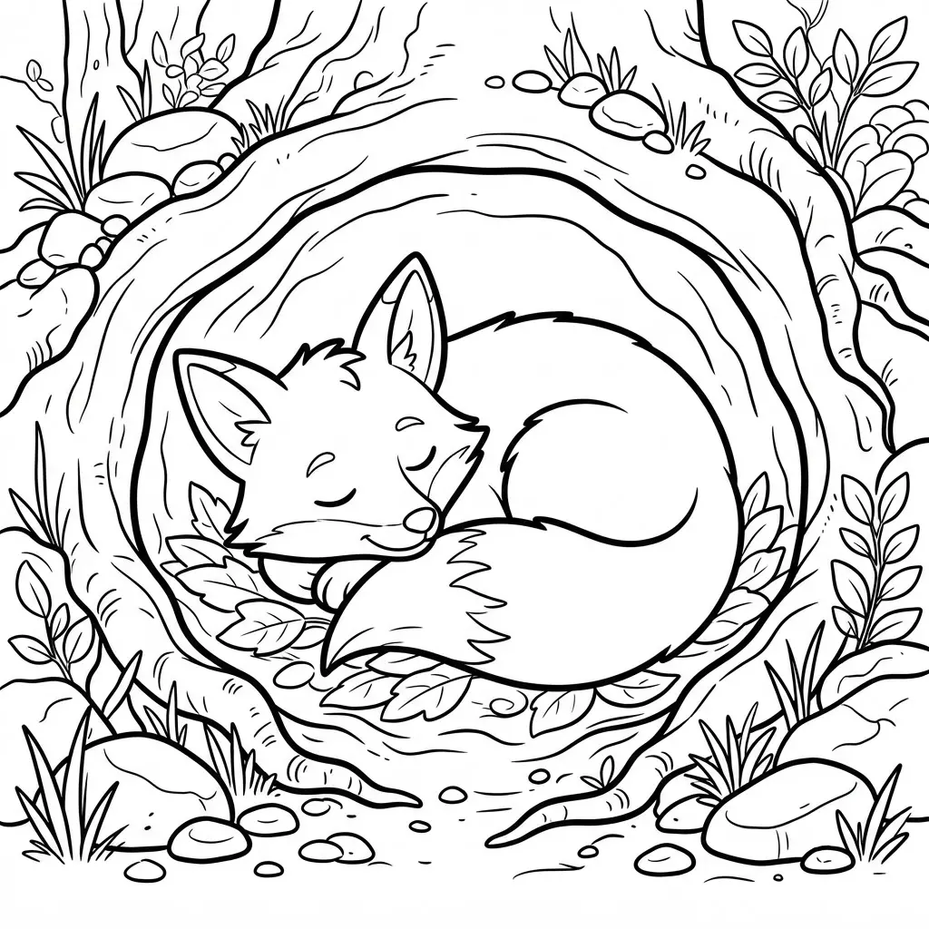 Fox coloring pages featuring an origami-style fox portrait made from sharp geometric shapes and straight lines.