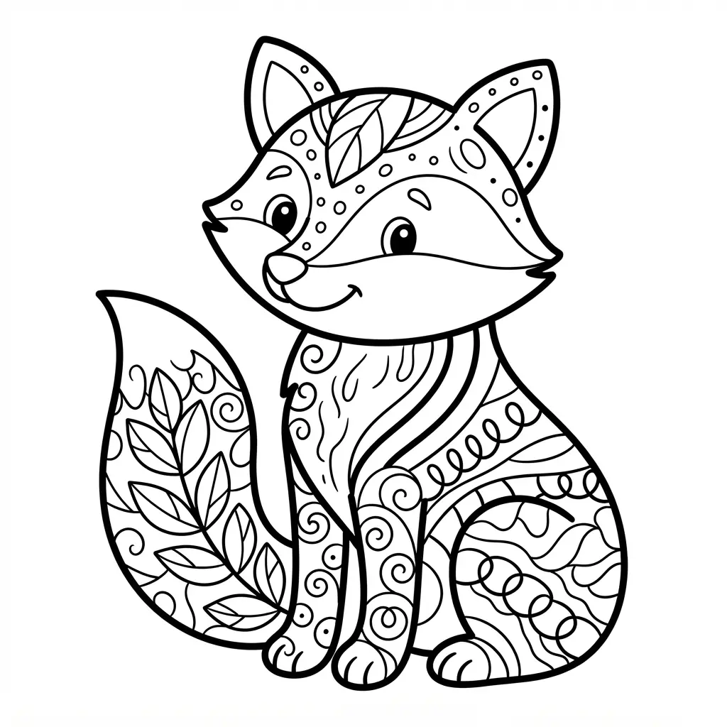 Fox walking through snowy woods with bare trees, falling flakes, pine branches, and paw prints across the ground.