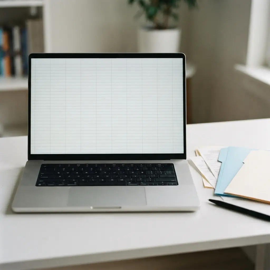 Spreadsheet, receipts, and labeled folders showing organized financial record keeping for a small hobby business.