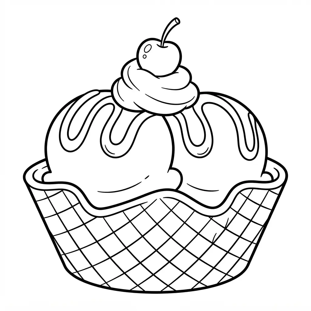 Outer space dessert scene with a planet ice cream, rockets, stars, rings, and rounded line work.