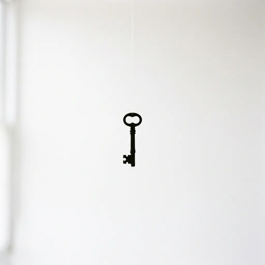 One small object appears as a dark silhouette against a bright empty background.
