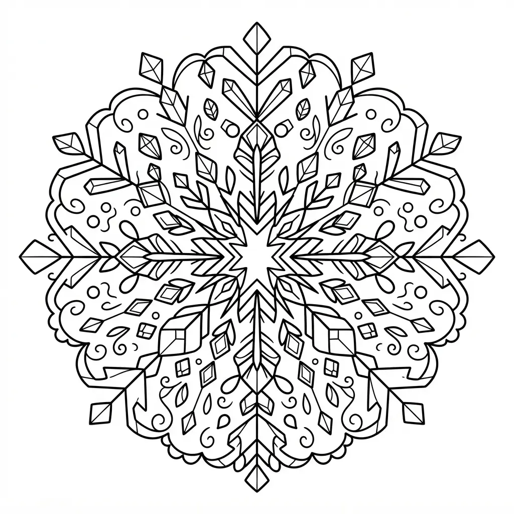 Winter snowflake crystalline structure with branching points, small ice shapes, and pale blue color areas.