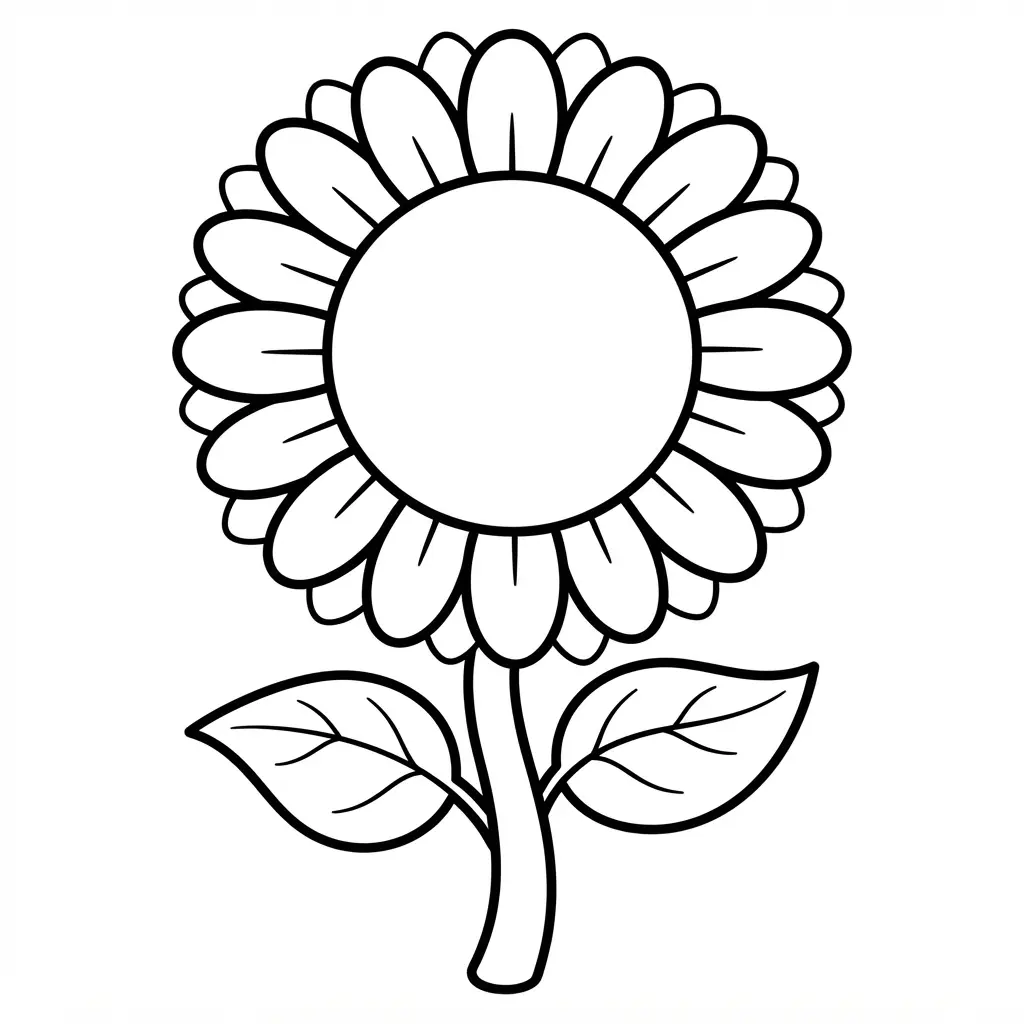 Sunflower coloring pages showing a simple cartoon flower with bold petals and a large open center.