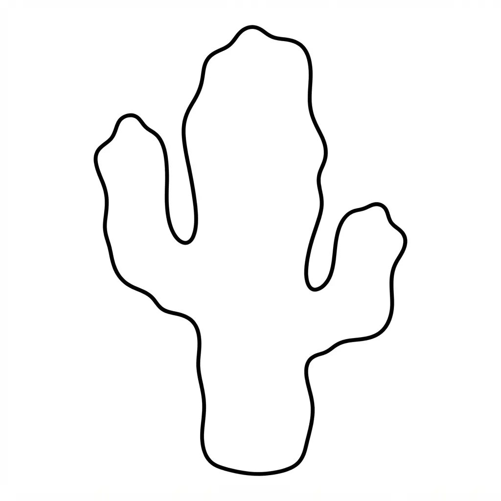 A flowing cactus silhouette with soft edges, mimicking a watercolor wash technique.