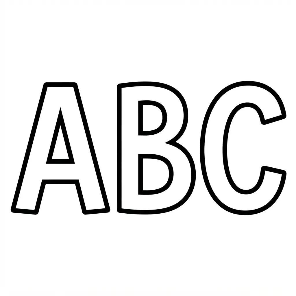 Printable alphabet letters appear as solid black silhouette shapes on a clean white sheet.
