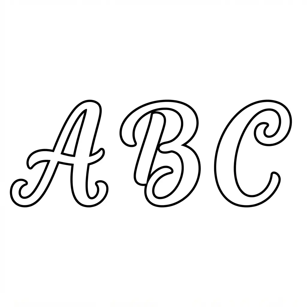 Printable alphabet letters in vintage script with graceful curves displayed on a white page.