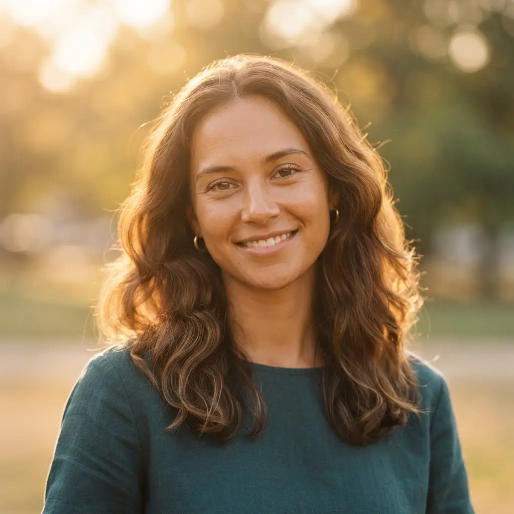 Person facing warm golden hour sunlight in a glowy portrait with profile picture inspiration.